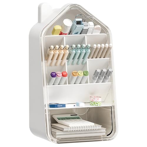 Lvjkes Stiftehalter, Schreibtisch Organizer, Schrägstecktyp mit Schublade Multifunktionaler Stifthalter, 9 Fächer Große Kapazität, Geeignet zur Aufbewahrung von Büromaterial, Schulbedarf (Groß)