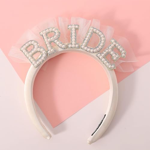 Bride Haarreif, Perlen Haarreif, Bride To Be Haarreif, Braut Haarschmuck, Braut Perlen Stirnbänder für Hochzeiten, Bachelor-Party, Verlobung