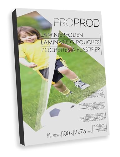 ProProd Premium Laminierfolien, 100 Stück, A4, 2 x 75 Mikrometer, hochglanz