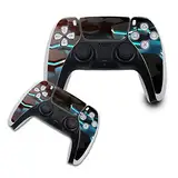 Finest Folia Schutzfolie kompatibel mit PS5 Sticker Hülle für Spiele Konsolen Controller Gehäuse Aufkleber Vinyl Folie Skin gegen Kratzer Design Cover R140 (Controller Set, Nr. 11 Hexagon)