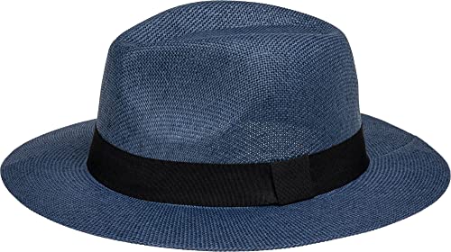 Caspar HT025 klassischer Unisex Panama Hut mit breiter Krempe und Hutband, Farbe:blau, Accessoires One Size:One Size