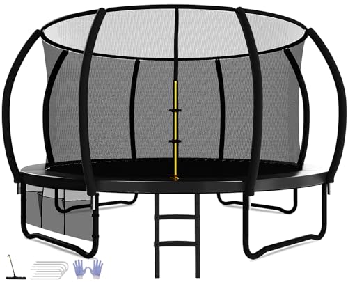 Devoko Trampolin Outdoor Ø 244/305/366/427 cm, vom TÜV Rheinland GS-Zertifikat, Kindertrampolin Gartentrampolin mit Sicherheitsnetz, Rundes Riesentrampolin mit Leiter und Schuhbeutel