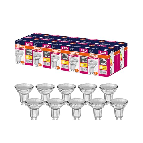 OSRAM LED Star Value PAR16 Reflektor-Lampe mit 36 Grad Abstrahlwinkel, Sockel GU10, 4.3 Watt, Warmweiß (2700KK) , 10er-Pack [Energieklasse F] (nicht dimmbar)