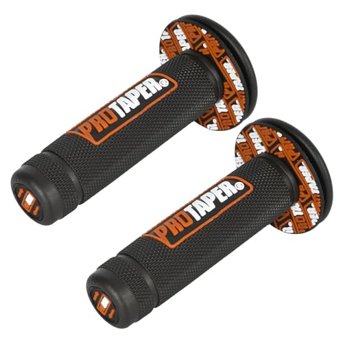 DecorDwell Motocross Grip,Universal Vintage Motorradlenker,Motorrad Protaper Griffe,22MM 24MM Motorrad Lenker Griffe,Wasserdicht und langlebig,Weichem Gummi Fahrrad Handgriffe (orange)