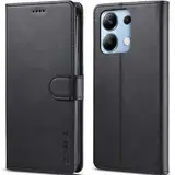 WAURZ Hülle für Xiaomi Redmi Note 13 4G, Handyhülle Schutzhülle Hülle Leder Klappbar Flip Case mit Kartenfach Magnet Ständer Handytasche Hüllen Etui Cover Klapphülle für Redmi Note 13 4G,Schwarz