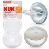 NUK MommyFeel Babyschnuller | 0−9 Monate | stillfreundliche Sauger | BPA-freies Silikon | Jeans & Greige | 2 Stück