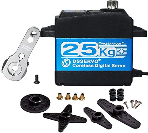 YUNIQUE GREEN-CLEAN-POWER - Coreless Digitaler Servomotor DS3225PRO 7.4V 25KG | 180 Grad Rotation | Edelstahl-Aluminiumgetriebe | für Robotik, Baja 1/10 Autos, RC Trucks