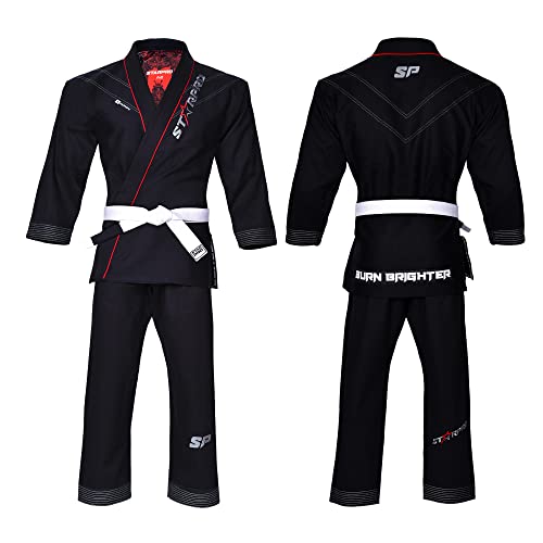 Starpro Ronin BJJ Gi 355 Gramm - Power Baumwollmischung - Weiß und Schwarz - Preshrunk Professional Martial Arts Kimono für Training und Wettkampf - Männer & Frauen