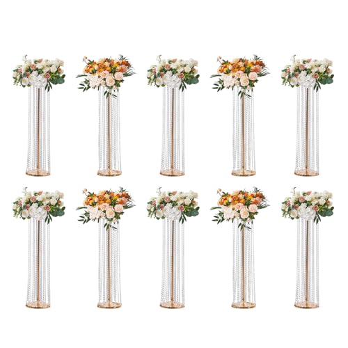 VEVOR 10er-Set Blumenhocker 20x20x90cm Blumenständer Eisen Beistelltisch Modern Kristallvase Gold-Galvanisierung Pflanzenhocker Pflanzenständer Metallständer für Dekoration von Bars Hotels Cafés