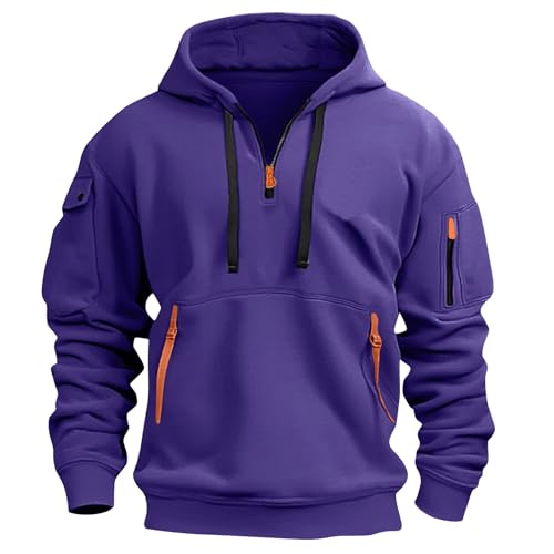 Generisch Fleece Sweatshirt Übergrößen Oversize Half Zip Schnäppchen des Tages, Winterpullover Herren Warm Mit Kapuze Tactical Hoodie Y2k Vintage Militär Mode XL