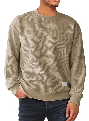 Meilicloth Herren Sweatshirt Raglan Sweat Langarm Crew Neck Casual Pullover Braun L