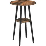 HOOBRO Runder Bartisch, Balkontisch, Bistrotisch, Kleiner Stehtisch mit 2 Tischplatten, für Küche, Wohnzimmer, Versammlungsraum, Bar, Vintagebraun und Schwarz EBF55BT01
