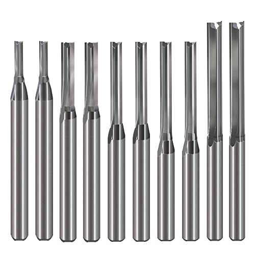 HOZLY 1/8 Zoll gerades Oberfräsen-Set (CED 1,0 mm, 1,5 mm, 2,0 mm, 2,5 mm, 3,175 mm), Fräser, 2 Rillen, zweischneidig, CNC-Schneiden, Wolframstahl für Holz, MDF, Acryl-Fräsen