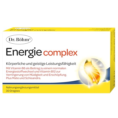 Dr. Böhm Energie complex Dragees: Mit Mate und Vitamin B12 bei Müdigkeit & Erschöpfung sowie Schisandra, Coenzym Q10 und Koffein, 30 Dragees