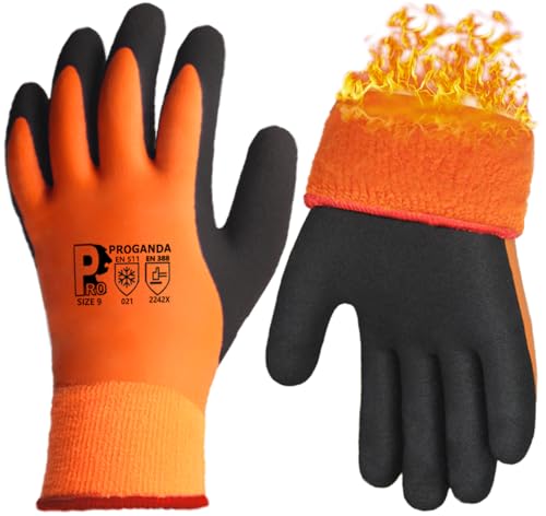 PROGANDA Arbeitshandschuhe Winter Wasserdicht - Thermo Warme Winterhandschuhe Gartenhandschuhe Montagehandschuhe Grip Winterarbeitshandschuhe Arbeit Doppelbeschichte