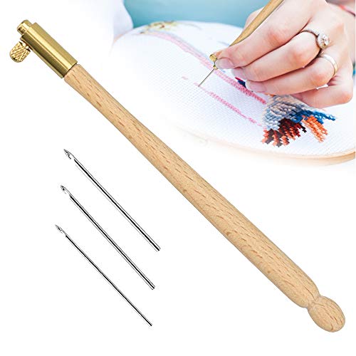 TANCUDER Stickerei Perlen mit 3 Nadeln 70/90/100 Tambour Haken Crochet Tool für Stickerei Einfädler DIY Nähen