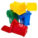 Happyyami Lernabfallverwaltungsspielzeug 4 Stücke Mini Mülleimer zu Y Push- Fahrzeuge Mülltonnen- Bordk? - Müll- Mülleimer Mini- Mülleimer Kann Müllablagerungsbeh?lter für Kinder Lernen Bildung Müll