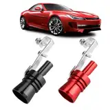 2 Stück Auspuff Sound Booster, Aluminiumlegierung Auto Turbo Sound Auspuff, Turbo Sound Simulator Pfeife, Autos Endrohr Schalldämpfer Für Alle Fahrzeuge Modelle (Rot und Schwarz, XL)