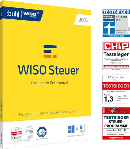 WISO Steuer 2024 (für Steuerjahr 2023), Für Windows, Mac, Smartphones und Tablets, Standardverpackung