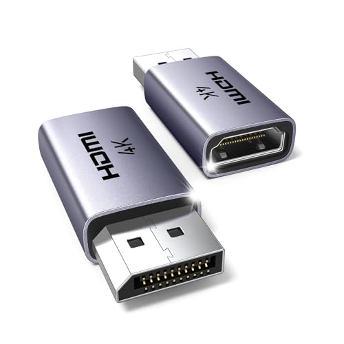 UGREEN 4K Displayport auf HDMI Adapter 2 Stücke, Unidirektional DP auf HDMI 4K@30Hz/2K@60Hz/1080P@120Hz, Adapter Displayport auf HDMI Kompatibel mit HP, Dell, Projector, Monitor, AMD, GPU, NVIDIA