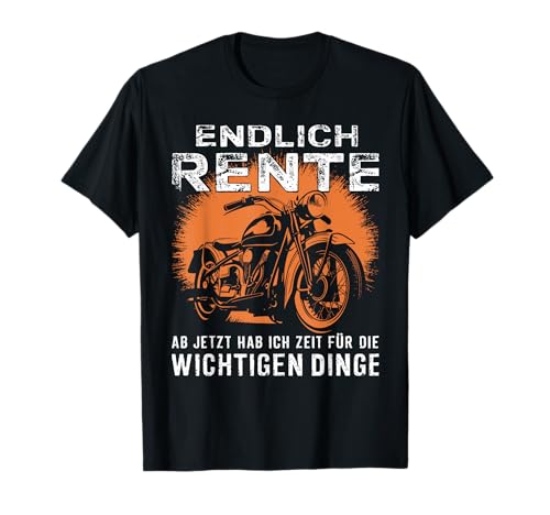 Motorrad & Biker Geburtstagsgeschenk Herren Männer - Endlich Rente Biker Opa & Motorradfahrer Rentner T-Shirt Schwarz, S, Halbarm, Crew Neck, Stretch, Alle Jahreszeiten, 1 Count