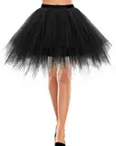 Bbonlinedress Tutu Tüllrock Petticoat Unterrock Rock 50er Vintage Ballet Blase Tanzrock Tanzkleid Ballkleid Kurz Retro Rock Knielang Tüll Rockabilly Weiss Petticoat Black L