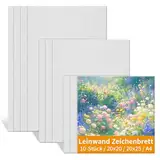 Ciusdkler 10 Stück Leinwand Set, Leeren Leinwänden, (20x20cm-3 STK, 20x25cm-3 STK, A4 21x29.7cm-4 STK) leinwände zum bemalen, Leinwänden für Acrylfarben, Öl und Aquarell