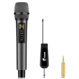 Mikrofon Kabellos mit Bass/Echo/Treble Soundeffekte, TONOR Funkmikrofon drahtloses Karaoke Mikro Wireless Microphone 60m Reichweite mit Empfänger für Hochzeit Party Vortrag Bühne Reden Konferenz TW515