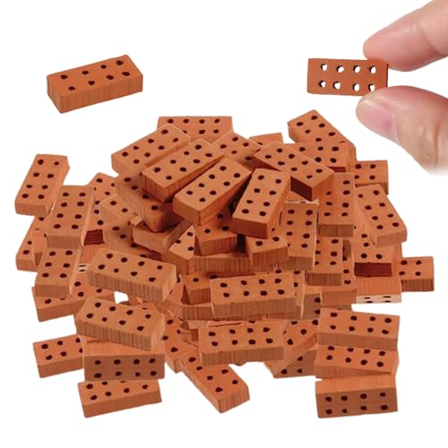 Mini Ziegel 50 Prozent wiederverwendbare Miniaturziegel Realistische DIY Dollhouse winziges Ziegelmodell mit 8 Löchern für Mini -Gartenlandschafts -Accessoire 0,79 x 0,39 x 0,20 Zoll, Hobbys