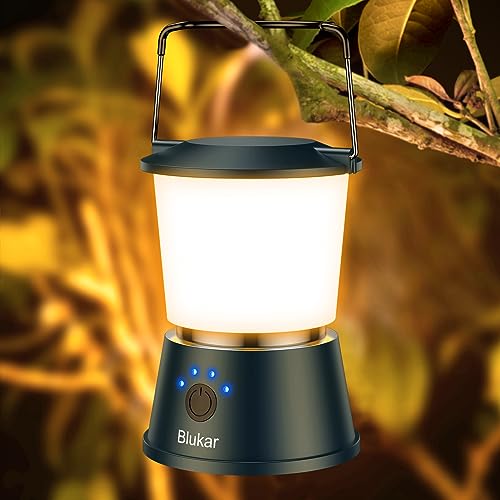 Blukar LED Campinglampe Tragbar, Superhell Camping Laterne Aufladbar Zeltlampe mit Haken, Stufenlos Dimmbar & 5 Leuchtmodi, 8+ Std. Dauer, Notfallleuchte für Camping, Stromausfall-Pazifikblau