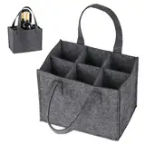 Flaschenträger 6 Flaschen, Filz Flaschentasche 6 Flaschen, Männerhandtasche Bierträger, Flaschenkorb Filztasche mit 6 Fächern, Wiederverwendbare Getränketräger für Reise Picknick Weinflasche Tasche