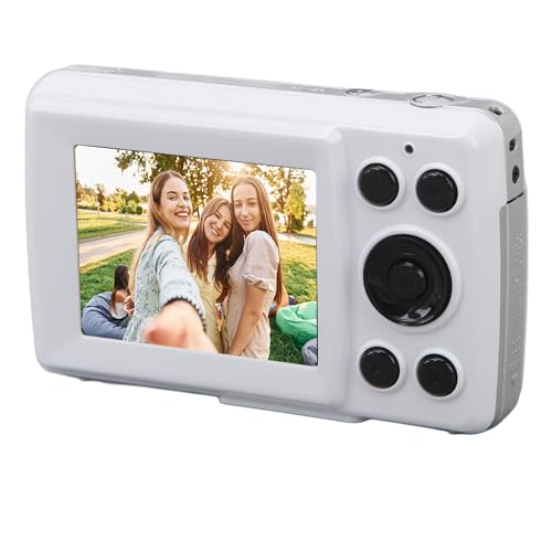 Digitalkamera, FHD 1080P, Kinderkamera, 16 MP, Digitalkameras, 2,4-Zoll-Display, 16-facher Zoom, Kompakte Kleine Kamera, Geschenk für Kinder, Jungen, Mädchen, Studenten (White)