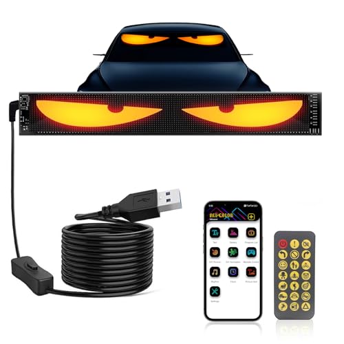 AUORUSI Devil Eyes Light für Auto,120 x 595 mm Led Augen für Lkw mit APP und Fernbedienung, RGB Flexible Programmierbar LED panel,Led matrix panel für Auto, LKW, Geschäft, Bar
