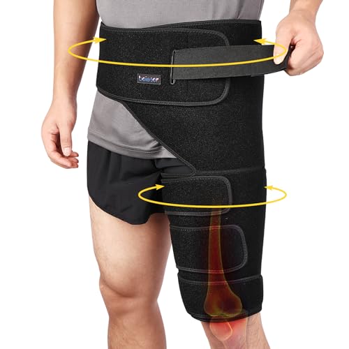 beister Oberschenkel Kompression für Männer & Damen, Hip Braces mit 5 Kompressionsriemen, Oberschenkelbandage für Hip Joint Pain, Quad Hamstring