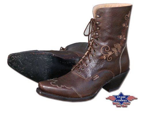 STARS & STRIPES Westernstiefel Boot Ladies Schnürstiefel „ROSI“ braun halbhoher Schaft 36 bis 44 (39)