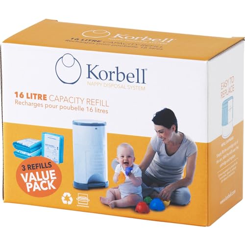 Korbell - Nachfüllpackungen für Windelbehälter - STANDARD - 16 L - x3 - Biologisch abbaubar - Geruchskontrolle - Kapazität 240 Windeln, Grün