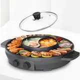 ENFRIFAM 2000W Elektrischer Hot Pot, 2 in 1 Kochtopf und Grill, geeignet für 2-8 Personen, Grill Hot Pot, gleichmäßige Erhitzung mit unabhängiger Temperaturregelung, leicht zu reinigen