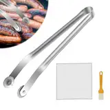 Collazoey BBQ Grillzange Drehbar | 38 cm Wurst Grillzange Edelstahl mit Rädchen | Hot Dog Zange Küchen Utensilien | Grillzange zum Servieren von Speisen | Küchenhelfer für Camping-Kochzubehör