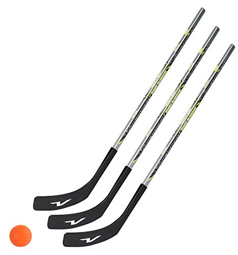 Unbekannt 3 x Vancouver Streethockeyschläger 100 cm, Kids Plus 1 Hockey-Ball (2 x Links- 1 x Rechtsschuss)