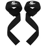 SAWANS Zughilfen Gewichtheben Handgelenkstütze Fitness Gepolstert Gym Strapazierfähig Anti-Rutsch Handgriffe Neopren Bodybuilding Hantel Power Kreuzheben Langhanteln Workout Kraft Schwarz