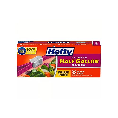 Hefty Slider Storage Bags, 32 Stück, Rechteckig, Klar, Wiederverschließbar, Einstückig, Kunststoff, Kühlen