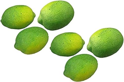 Künstliche Grüne Zitrone/Limette, 6 Stück - Lebensechtes Plastikobst, Plastikfrucht, Kunstobst, Frucht, Dekoration, Schaufenster, Haushalt, Küche, Hotel, Grüne Zitrone, Lime 6 Pack