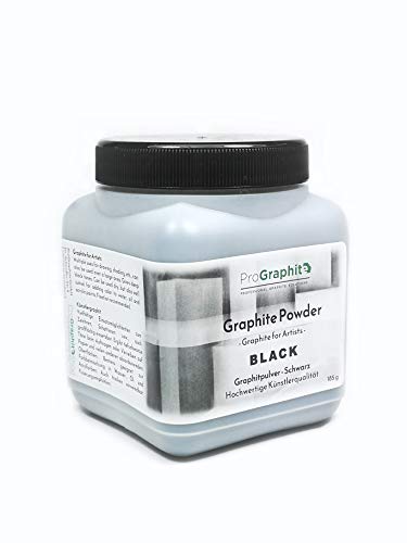 ProGraphite Künstlergraphit I 185 g I schwarz I Naturgraphit I Künstler Pulver I Naturgrafit zum Zeichnen Schattieren usw. I Graphite Powder I für Handwerker I Graphitpulver Zeichnen