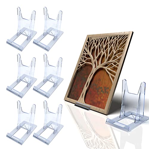 AIVORO 6 Stück Acryl Ständer Tellerständer Acryl Klein Tellerhalter Ständer Transparente,Bilderständer, Display Aufsteller Teller für Fotodisplays, Teller, Rahmen, Kochbücher