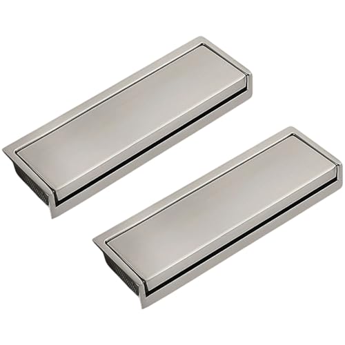 PLLJIAXUAMCLNL 2 Stück Stahl Gebürstet Versenkt Schublade Griffe, Verdeckte Türgriffe, Finger zieht Griffe für Schiebetür, Pocket-Türen Schränke Küche Schubladen Kleiderschrank (Hole Spacing 96mm)