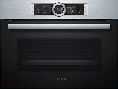 Bosch CSG636BS3 Serie 8 Einbau-Kompaktdampfbackofen, 45 x 60 cm, 1 L Wassertank, Made in Germany, EcoClean Direct Reinigungshilfe, Bosch Assist Backeinstellung auf Knopfdruck, TFT-Touchdisplay