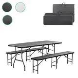 DIVID® Bierzeltgarnitur 3-teilges Set|Tisch + 2 Bänke|Für drinnen und draußen|klappbar mit Tragegriffe|HxBxT: 73x180x75cm|Gartentisch (DIV-200/WOOD Set)