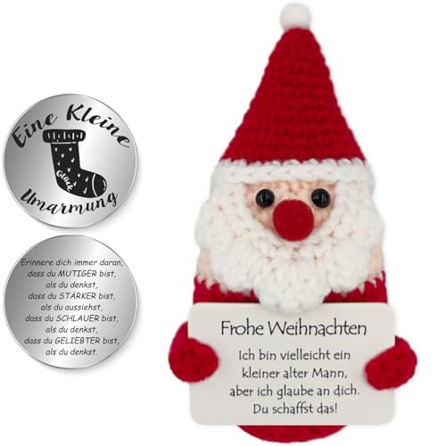 Tixlux Pocket Hug Positive Kartoffel, Kreative Strickwolle Kartoffel Puppe und Kleine Umarmung Glücksbringer (Silber), Geschenk für Weihnachten, Mutmacher Geschenk, Weihnachtsdekoration