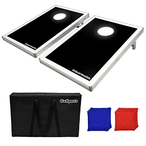 GoSports Unisex-Erwachsene CH-01-LED LED Light Up Cornhole Set Heckklappe Gr, Schwarz, Tailgate Size