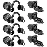4 Stück Anhänger Stecker 3polig, 3 polige Steckdose, Flach Dreipoliger Stecker Steckdose, Adapter Dreipoliger für Wohnmobile, 12 V Systeme, 3 pin Socket Landmaschine, Baumaschine